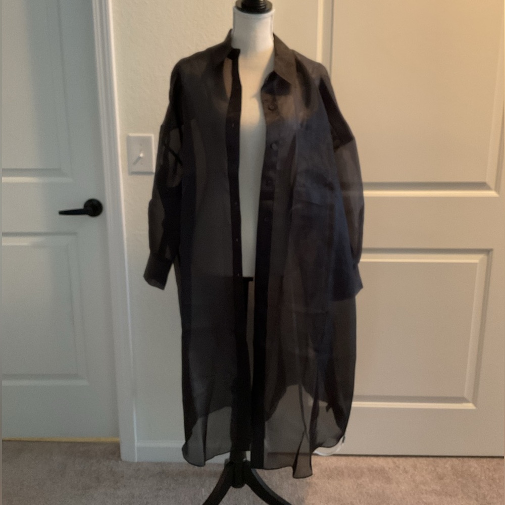 Cynthia Rowley Oversized Organza Shirt - Black